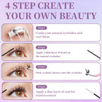 DIY Lash Extension Mix Styles Individual Lash Clusters with Bond&Seal Remover Tweezers Lash Brush eye Makeup tool