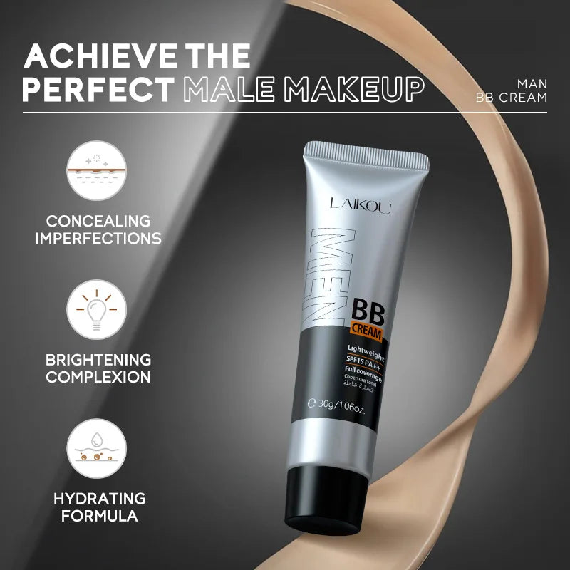 30g BB Cream for Men Full Coverage Facial Concealer Long Lasting Makeup Foundation Waterproof Men BB Liquid Foundation