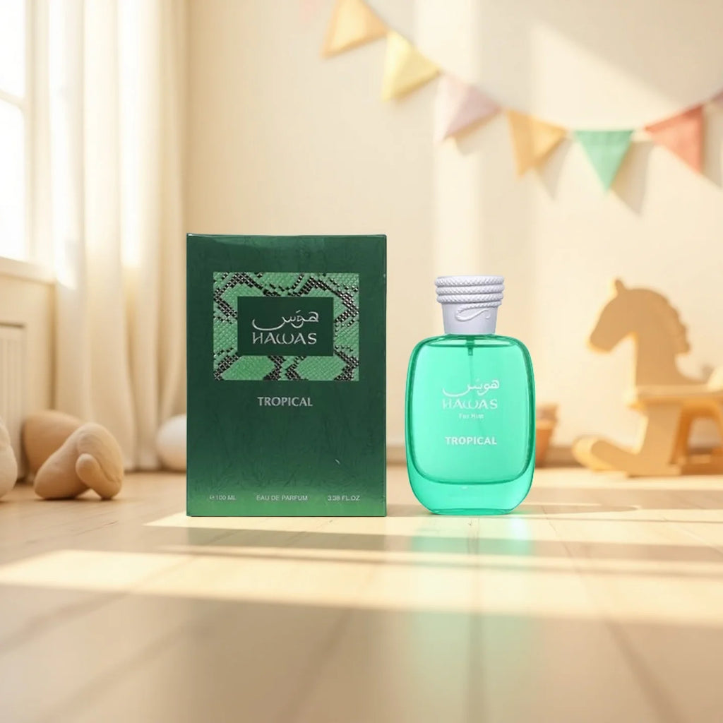 RASASI Hawas Tropical Eau De Parfum 100ml Fresh Fragrance Green Glass Bottle Personal Use