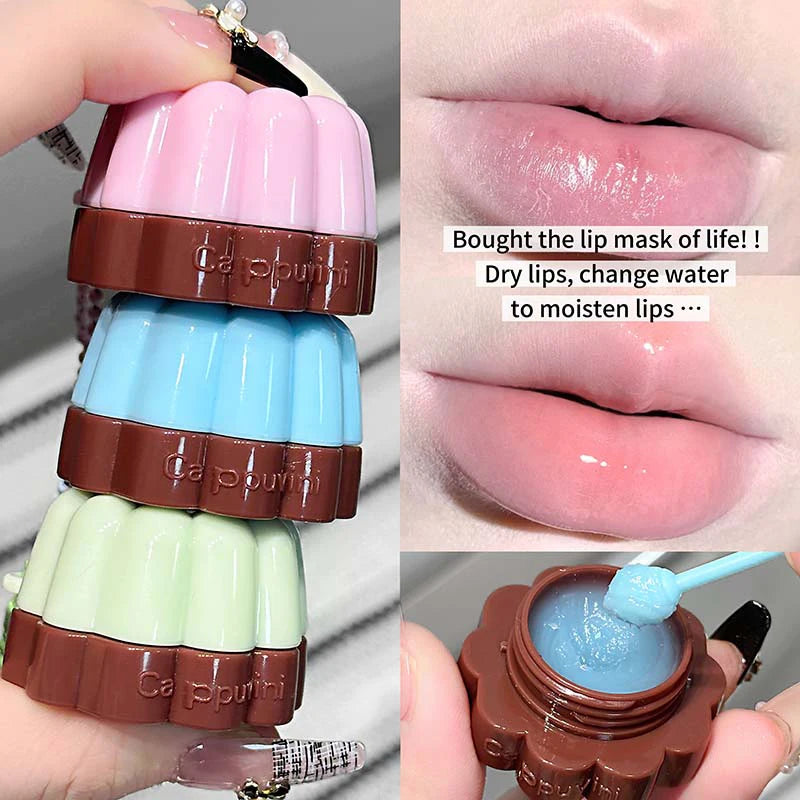 Cappuvini Macaron Fruit Flavor Lip Mask - Deeply Moisturizing Long-Lasting Hydration Soften Fine Lines Lip Care Lipstick Base