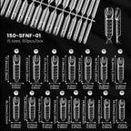 150Pcs Space French Nail Dual Forms Clear Nail Extension 15 Sizes Nail Forms Reusable Nail Tips For Gel Manicure DIY Salon Tools