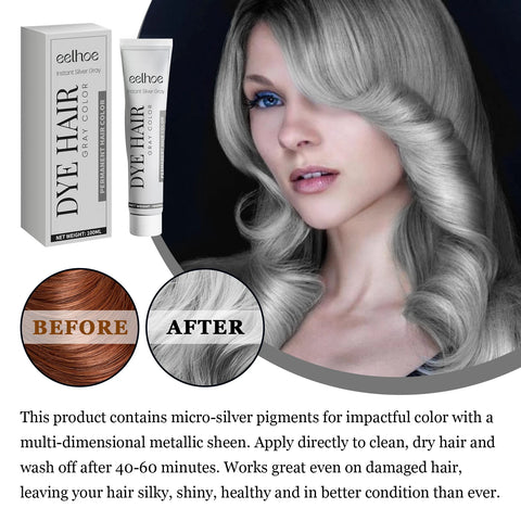 Sliver Grey Hair Dye Cream Smoky Punk Style DIY Styling No Damage Quick Coloring Long-lasting Professional Hairs Dyeing Creams