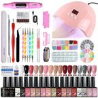 Gel Polish Set Nail Art Kit with UV LED Lamp - Complete Beginner Manicure Tools Kit Including Drill and Brushes for DIY Salon
