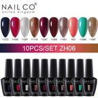 NAILCO 15ml 10pcs/Set Nude Colors Gel Nail Polish UV Gel Nail Polish Pink Nail Lakiery Esmalte Top Base Nail Art Design Vernis