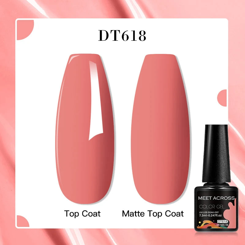 MEET ACROSS 8 Colors Mirror Gel Nail Polish Long-lasting Quick-drying Metallic Gold Silver Red Semi Permanent Varnish Nail Art