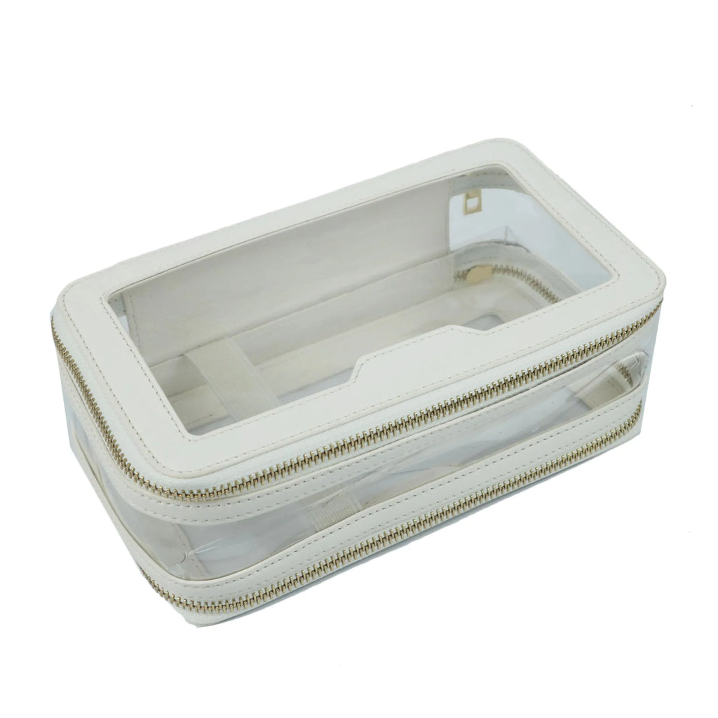 Custom Letters Saffiano Leather Cosmetic Bag Portable Pvc Capacity Waterproof travel  Multi-function Double layer Storage Bag