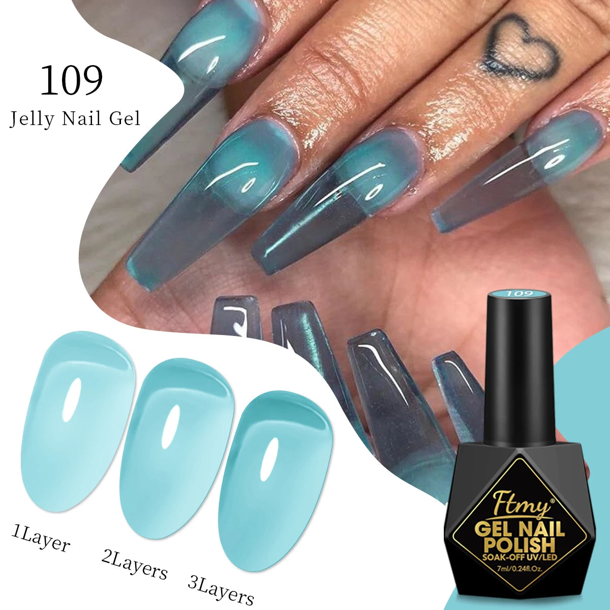 FTMY 7ML Jelly Gel Nail Polish Candy Color Gel Polish Long Lasting Nail Gel For Nail Salon - Multicolor Optional