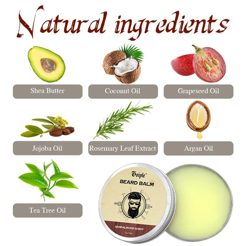 30g Natural Shea Butter Beard Balm for Men Facial Hair Beard Growth Wax Moisturizing Smoothing Mustache Cream Beard Care