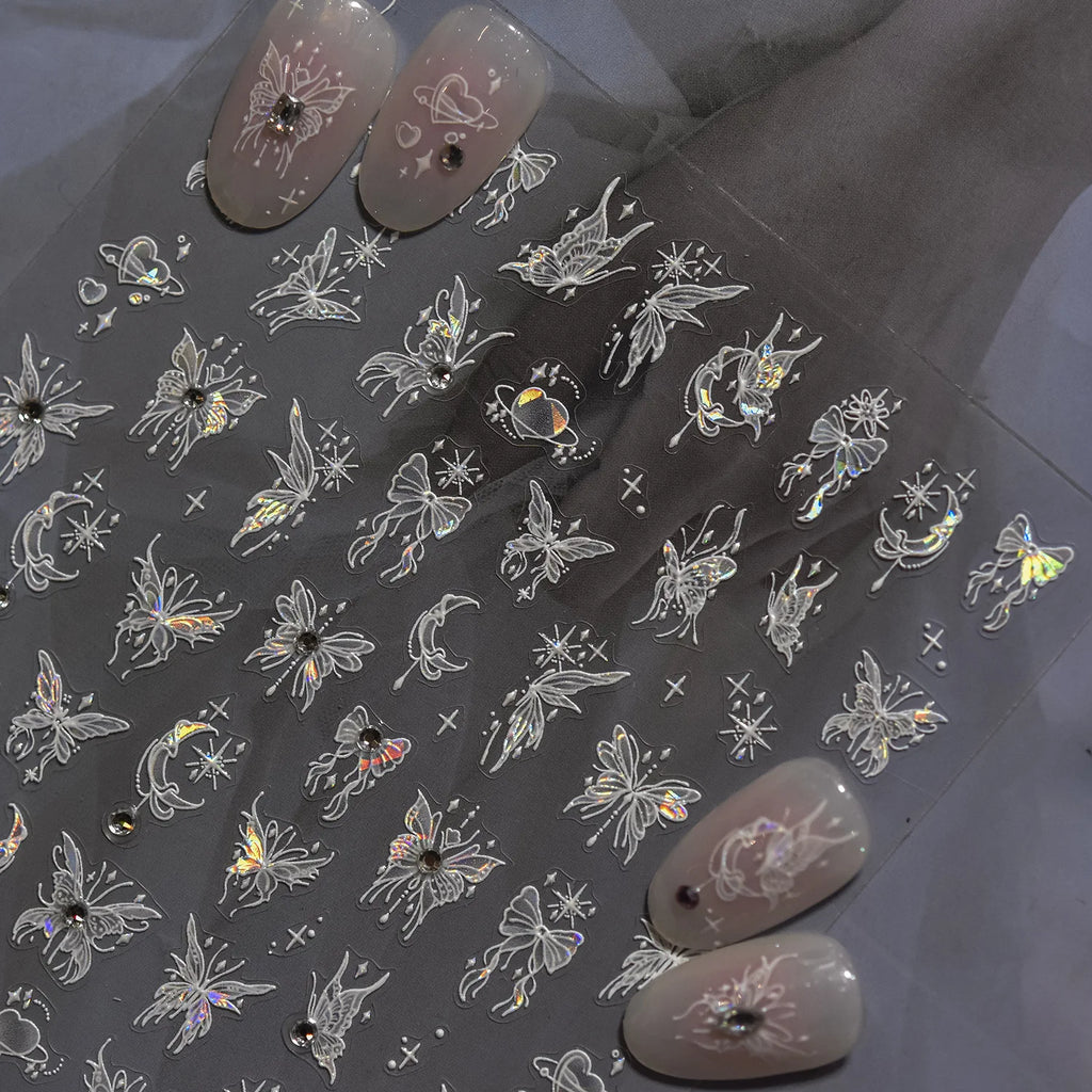 1pcs Dream Flower Window Shell Light Nail Art Stickers Japanese Flower Self Adhesive Stickers Press On Nails Decoration Decals