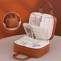 Multifunctional Makeup Bag For Women PU Leather Large Capacity Portable Double Zipper Travel Makeup Brush Toiletries Storage Bag