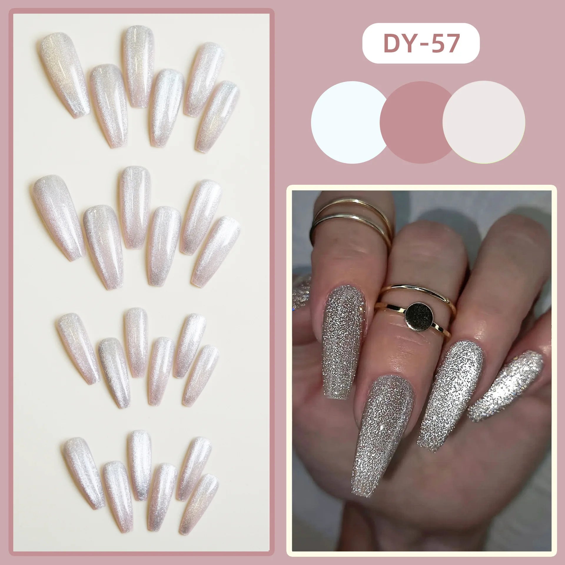 Red Cat Eye Fake Nails Coffin Head Shiny Korean False Nail Tips for Girl Lady Gifts Wearable Gradient Color Press on Nails 24pcs