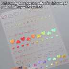 5D Gradient Love Gem Glitter Love Heart Colorful Cat's Eye Rhinestone Soft Self Adhesive Nail Art Stickers Shiny Manicure Decals