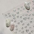 5D Gradient Love Gem Glitter Love Heart Colorful Cat's Eye Rhinestone Soft Self Adhesive Nail Art Stickers Shiny Manicure Decals