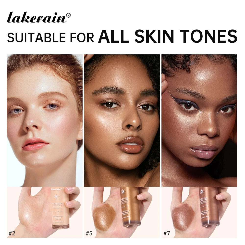2 IN 1 Skincare & Primer Liquid Highlighter Face Contouring Moisturizing Brightening Skin Tone Bronzer Glow Body Face Makeup