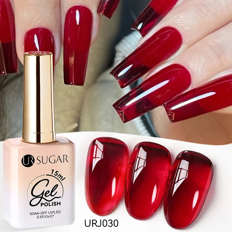 UR SUGAR 15ml Jelly Nude Gel Nail Polish Light Pink Translucent Color Soak Off UV LED Gel Varnish Nail Art DIY Fashion Manicure