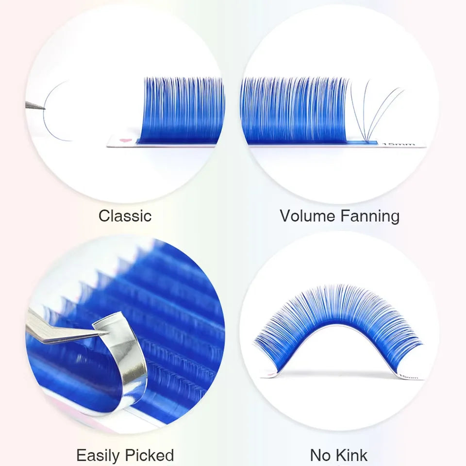 Lashprofessor Colorful False Eyelashes Extensions Pink/Blue/Purple/Green/Brown Individual Colored Mink Lashes Mix Color Cilios