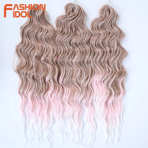 Anna Hair Synthetic Loose Deep Wave Braiding Hair Extensions 24 Inch Water Wave Braid Hair Ombre Blonde Twist Crochet Curly Hair