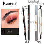 Thin-Head Double-Ended Eyebrow Pencil – Waterproof, Long-Lasting, Auto-Rotate, Brush Tip, Contour, Natural, Certified, Unisex