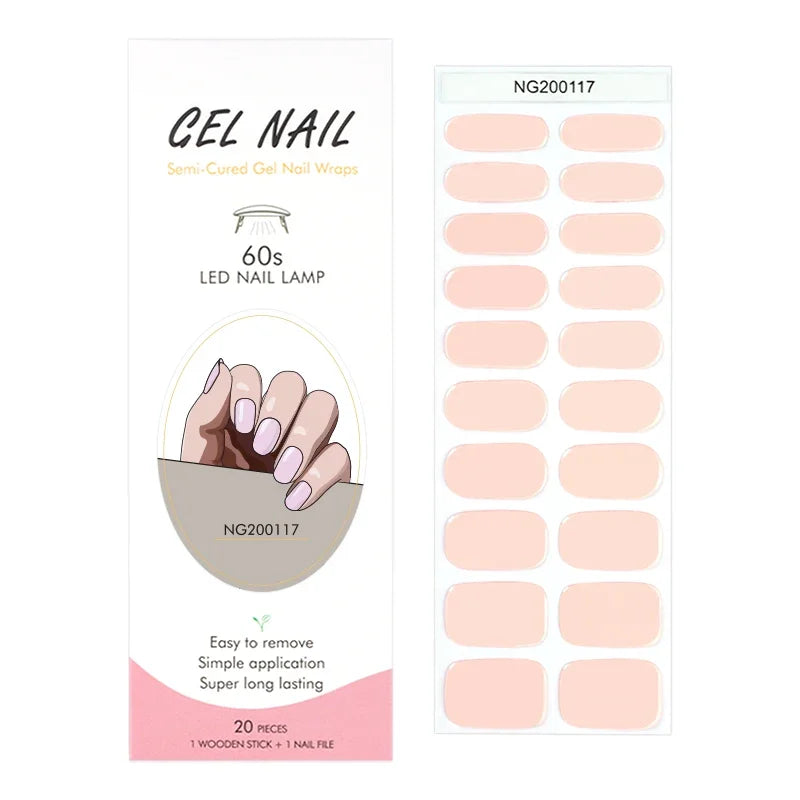 Leopard Semi-Cured Gel Nail Strips Simple Transparent Color Adhesive Long Lasting Gel Nail Stickers Harden In UV Lamp Need