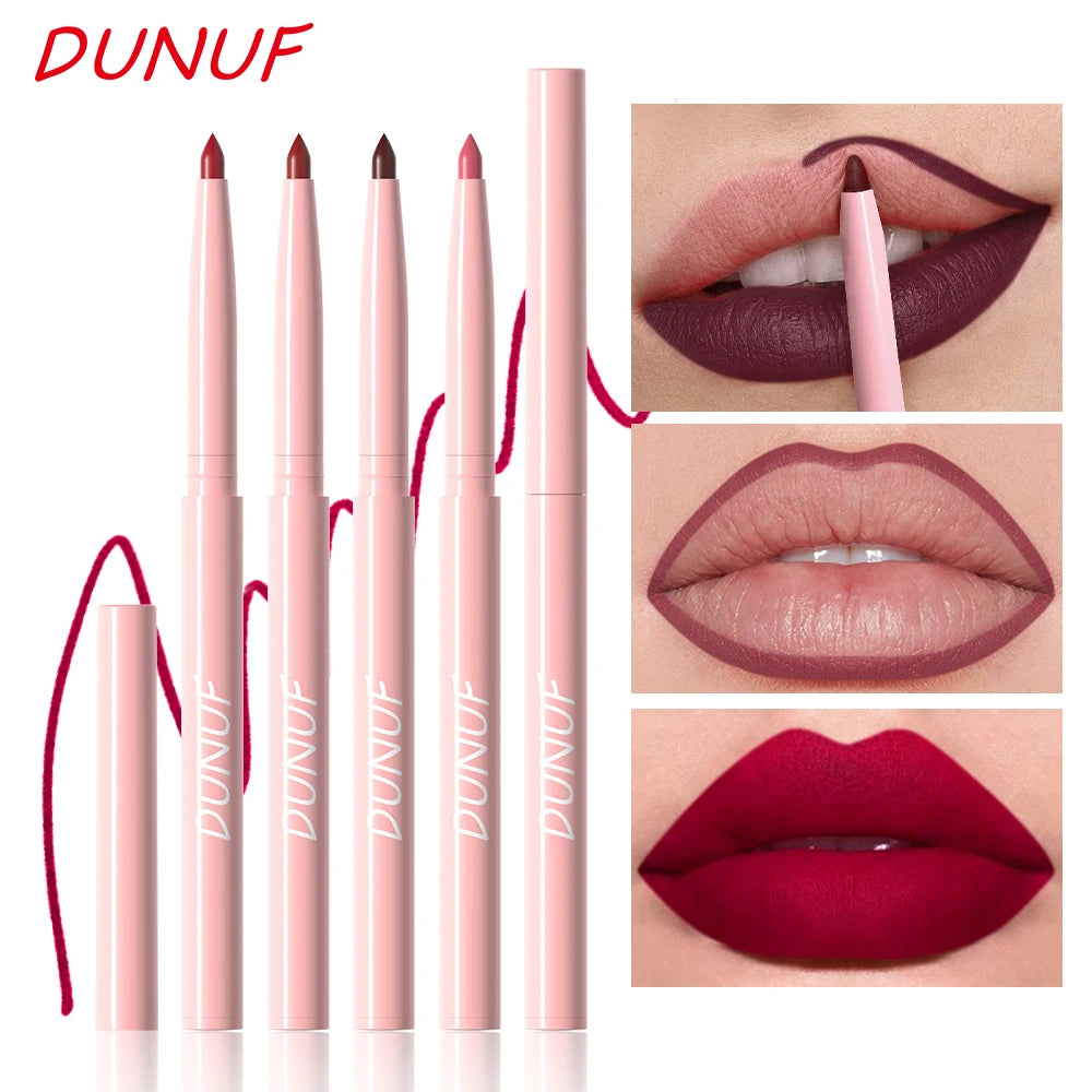 Matte Lip Liner Pencil 6pc/set - Waterproof Non-Stick Cup Lip Contour Liner, High Pigment Nude & Dark Red Lipstick Pen Makeup