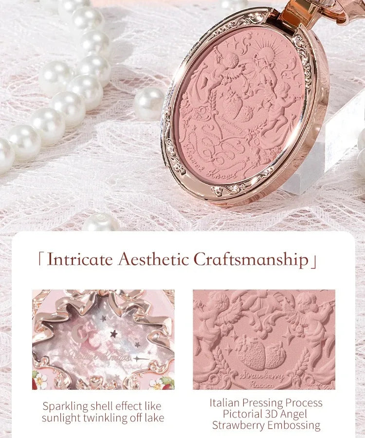 Flower Knows Strawberry Rococo Series Embossed Blush Fine Powder Makeup Smooth Long-Lasting Blusher Face Enhancing Makeup Color