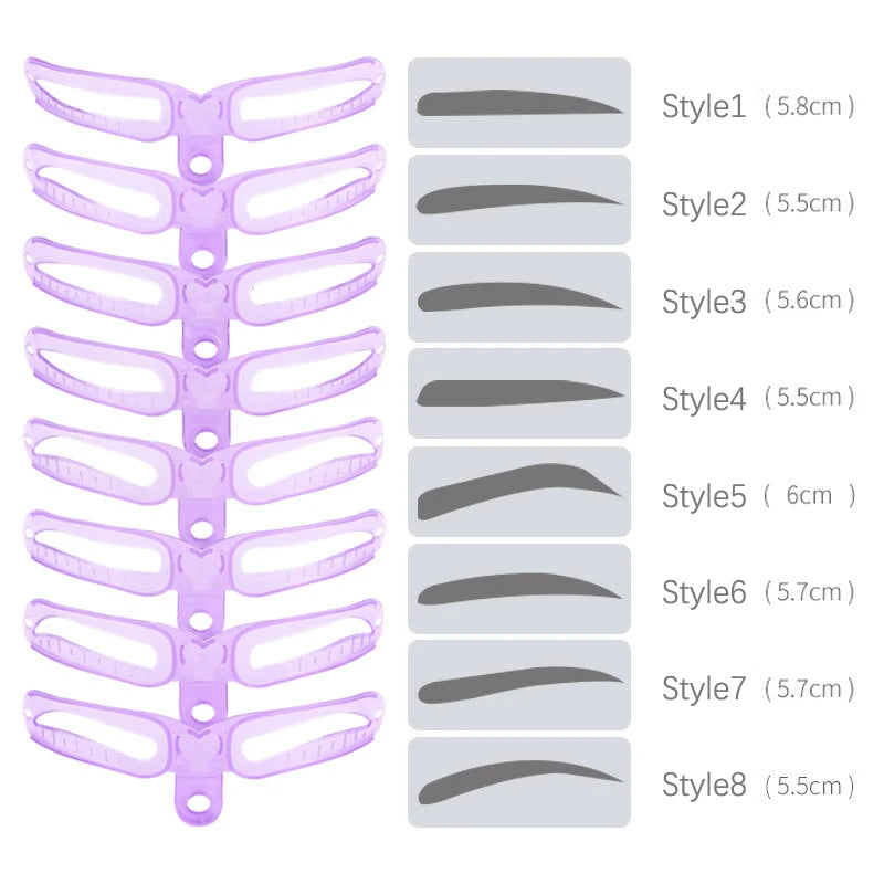 【8 In 1 Reusable Eyebrow Stencils Eye Brow Stamp Templates Eyebrow Shape For Women Eye Brow Make Up Accessories Beauty Tools】