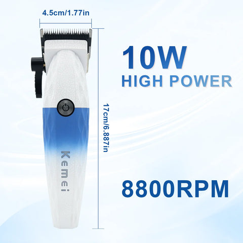 Professional Hair Clipper Men Kit DLC Blade 10000RPM  Blue Hypoallergenic Knife Net with Base Charger Hair Cutting Machine