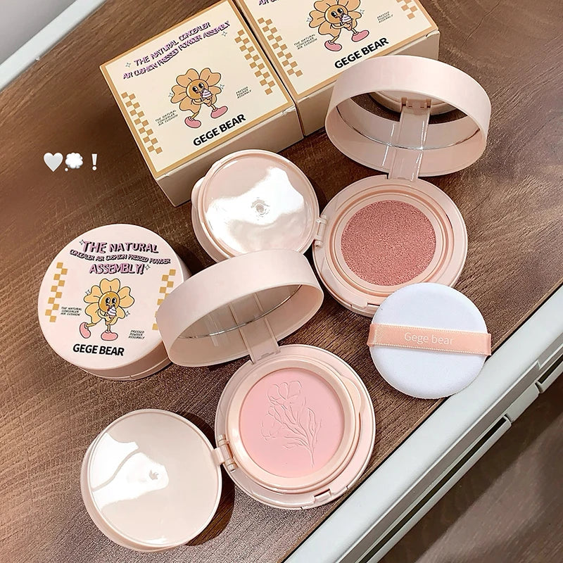 2-in-1 Double Layer Cushion Foundation Pressed Powder Natural Lasting Brightening Gege Bear Concealer Loose Powder Cushion Cream