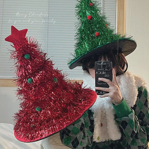 Christmas Hat Headwear INS Christmas Tree Hat 2026 New Year Party Atmosphere Photo Props Children Christmas Festival Costumes