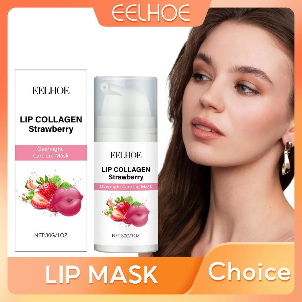 EELHOE Strawberry Moisturizing Lip Mask Lip Exfoliator Deep Nourishment Repair Lip Plumping Gloss Overnight Sleeping Lip Mask