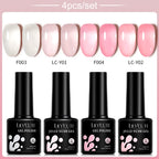 LILYCUTE 4/5Pcs/Set 7ML Nude Pink Gel Nail Polish and Translucent Jelly Nail Art Gel Semi Permanent Soak Off Design Manicure Set