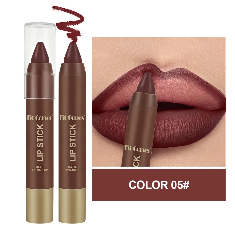Matte Chocolate Brown Lipstick Crayon Non-stick Cup Lip Liner Pencil Soft Mist Waterproof Creamy Pigmented Lip Outline Contour