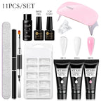 Mtssii 17PCS/Set 20ml Nail Extension Gel Set Builder UV Gel for Nails With 6W UV LED Lamp Nail Extension Tools Kit For Beginner