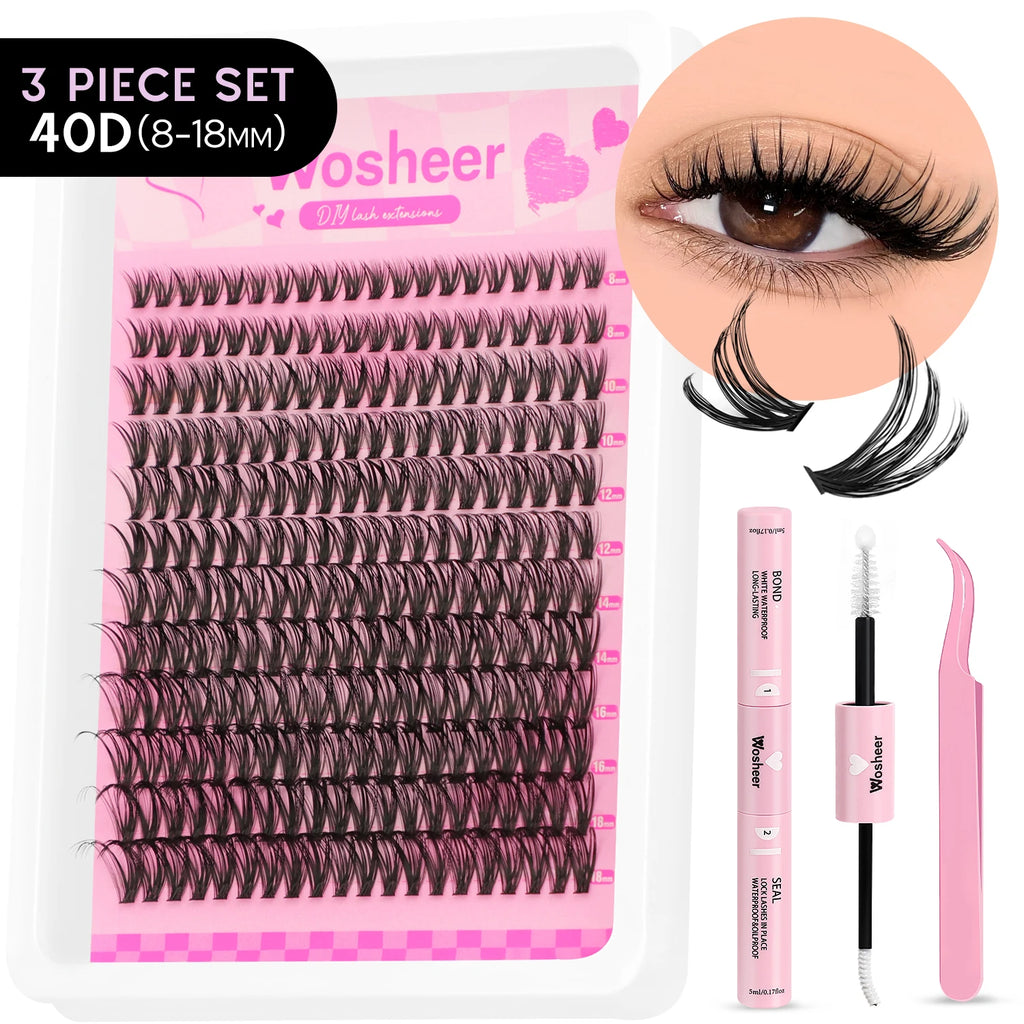 WOSHEER Lash Clusters Kit Lash Spikes Eyelash Clusters Volume Individual Lashes DIY Spiky Lash Extension Manga Clusters Eyelash
