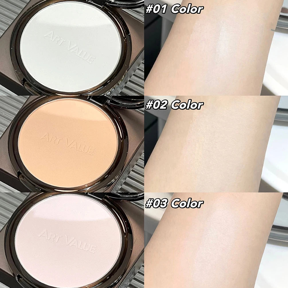 3 Colors Face Pressed Powder Long Lasting Oil Control Face Foundation Waterproof Face Powder Brighten Skin Concealer Cosmetics