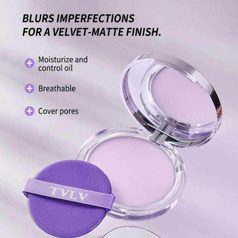 Lavender Pressed Powder Matte Powder Lasting Oil Control Full Coverage Face Compact Setting Powder Makeup Foundation Cosmetics
