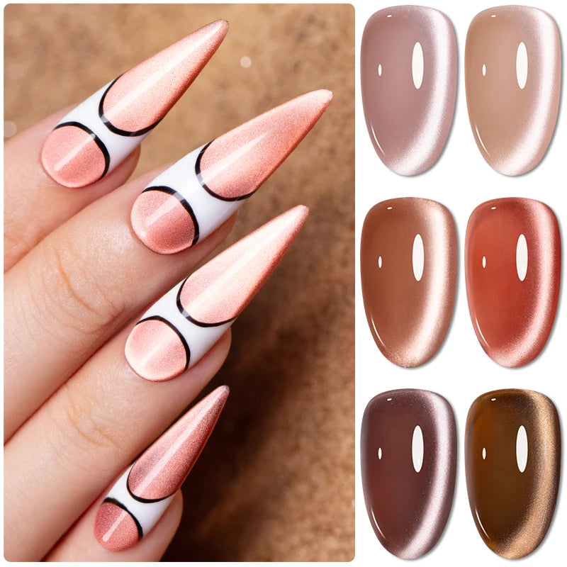 PUETNE 7.5ML Amber Moonlight Cat Magnetic Gel Nail Polish Winter Nails Jelly Glass Cat Eye Soak Off UV Semi-Permanent Varnish