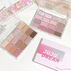 JUJU DREAM 16-Color Earth Tone Eyeshadow Matte & Shimmer Palette, Lying Silkworm Brightener for Soft Daily Makeup