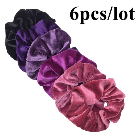 10/6/1pc Accesorios para el cabello chouchou cheveux femme hair scrunchies headband women ties velvet solid color Black set pack