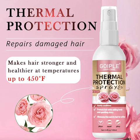 GOIPLE Thermal Protection Spray 100ml Rose Extract Conditioner Repair Suffer From Heat Damage Up 450°F Smooth Softer Glossy Hair