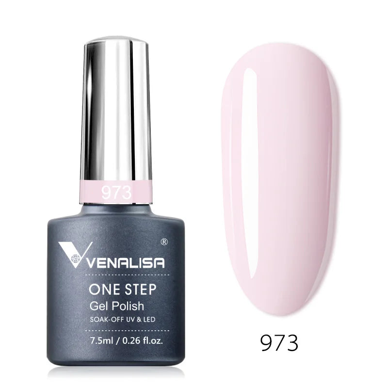 3 in 1 VENALISA  One Step Nail Gel Polish Full Coverage Gorgeous Color Soak off UV LED Nail Gel Varnish Nail Art Salon Lacquer