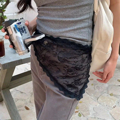 Lace Trim Hair Scarf Triangle Short Skirt Half Skirt Butt Curtain Skirt Lace Trim Apron Soft Lace Stacked Spring Headscarf