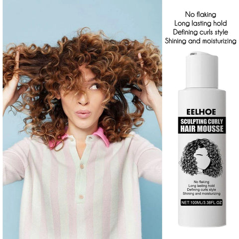 Curly Hair Styling Elastin Mousse Nature Volume Styling Moisturizing Fluffy Thickening Nourishing Enhance Hair Define Gel Cream
