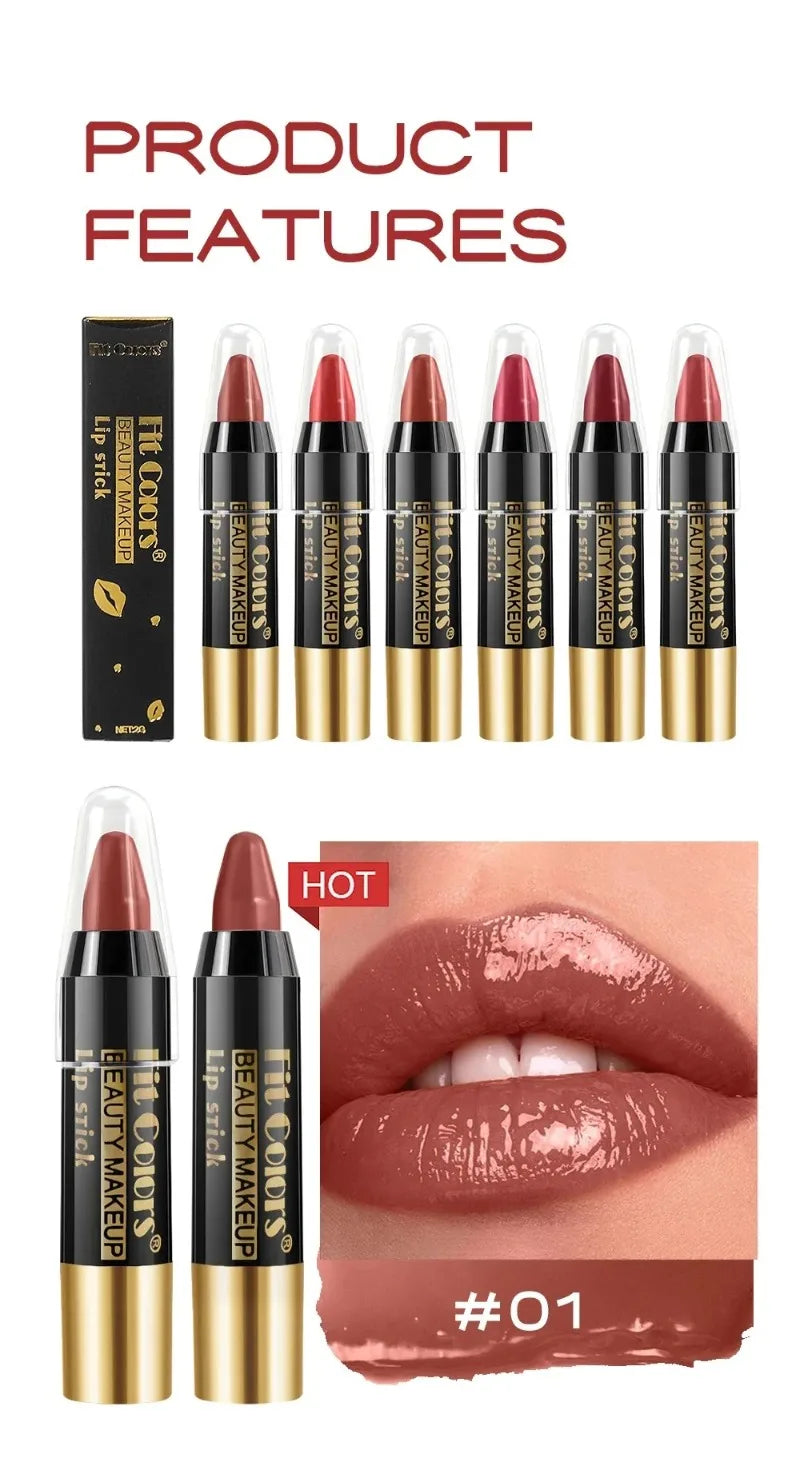 Easy Coloring Gloss Lipstick Lasting Waterproof Matte Crayon Lip Gloss Stick High Pigmented Moisturizing Lip Liner Pen Makeup