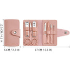 Professional Manicure Pedicure Kit for Women - 7PCS Set with Stainless Steel Tools in Colorful PU Leather Case