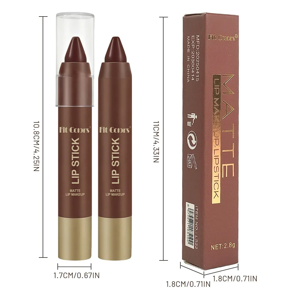 Matte Chocolate Brown Lipstick Crayon Non-stick Cup Lip Liner Pencil Soft Mist Waterproof Creamy Pigmented Lip Outline Contour