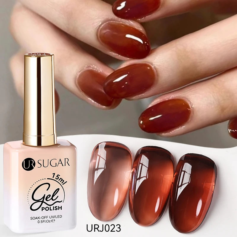 UR SUGAR 15ml Jelly Nude Gel Nail Polish Light Pink Translucent Color Soak Off UV LED Gel Varnish Nail Art DIY Fashion Manicure