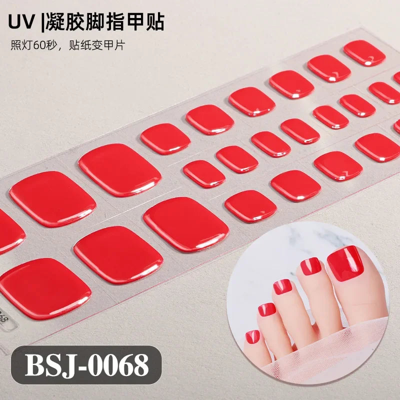 26Tips French Leopard Print UV Gel Toenail Sticker Bronzing Dye Gradient Cross-border Semi Baked Gel Nail Sticker UV Lamp Needed