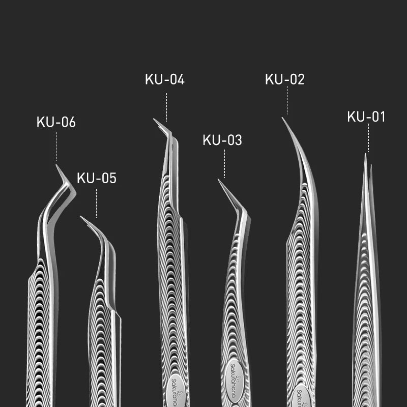 SAKURAHANA Anti-Static Eyelash Tweezers Professional High Precision Volume Extension Stainless Steel Anti-slip Makeup Tool