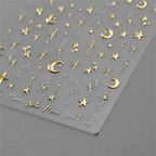 1PC 5D Korean Bronzing Nail Stickers Japanese Gold Silver Star Moon Luxury DIY Nail Art Decoration Decals Manicure Accessories